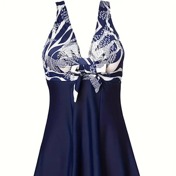 Women's Vacay Colorblock Floral Print Swimsuit Swimwear w/ Built in Boyshort 14 - Picture 3 of 10